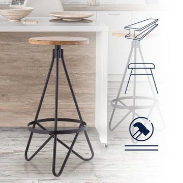 Spiroa 30" Modern Industrial Metal Backless Circular Bar Stool